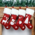 thumbnail image 4 of Christmas Stocking Gift Bag 18.5in Embroidery Exquisite Workmanship Home Decoration Linen Non-woven With Lights (No Battery), 4 of 11
