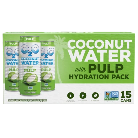 C2O Coconut Water Hydration Pack with Pulp, Original, 17.5 fl oz, 15 ct