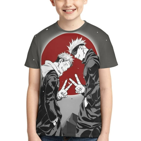 Jujutsu Kaisen Teen T Shirts Unisex Crewneck Short Sleeve T-Shirt Tees Top For Boys Girls Youth Kids X-Small