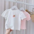 thumbnail image 3 of XIMIN Toddler Baby Girls New Shirts Puff Short Sleeve Strawberry Prints T-Shirt for Kids Soft Cotton Tees Clothes Summer Dance Tops (6-7 Years, Red), 3 of 3