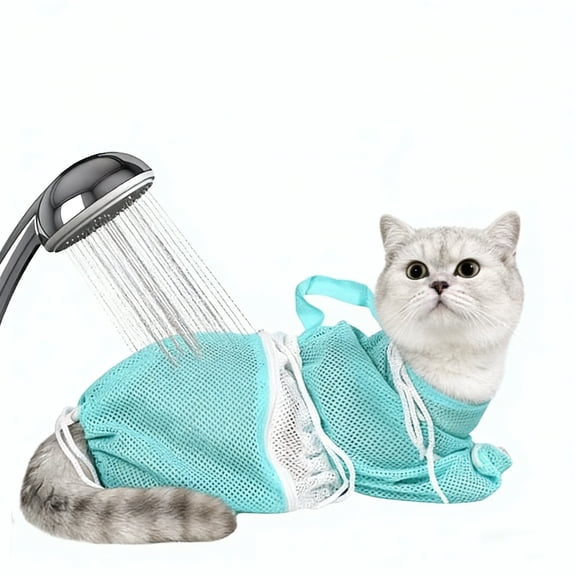 Cat Shower Net Bag Grooming Bathing Adjustable Washing Bag Multifunctional Cat Restraint Accessories Prevent Biting Scratching, Nail Trimming, Ears Clean, Keeping Calm