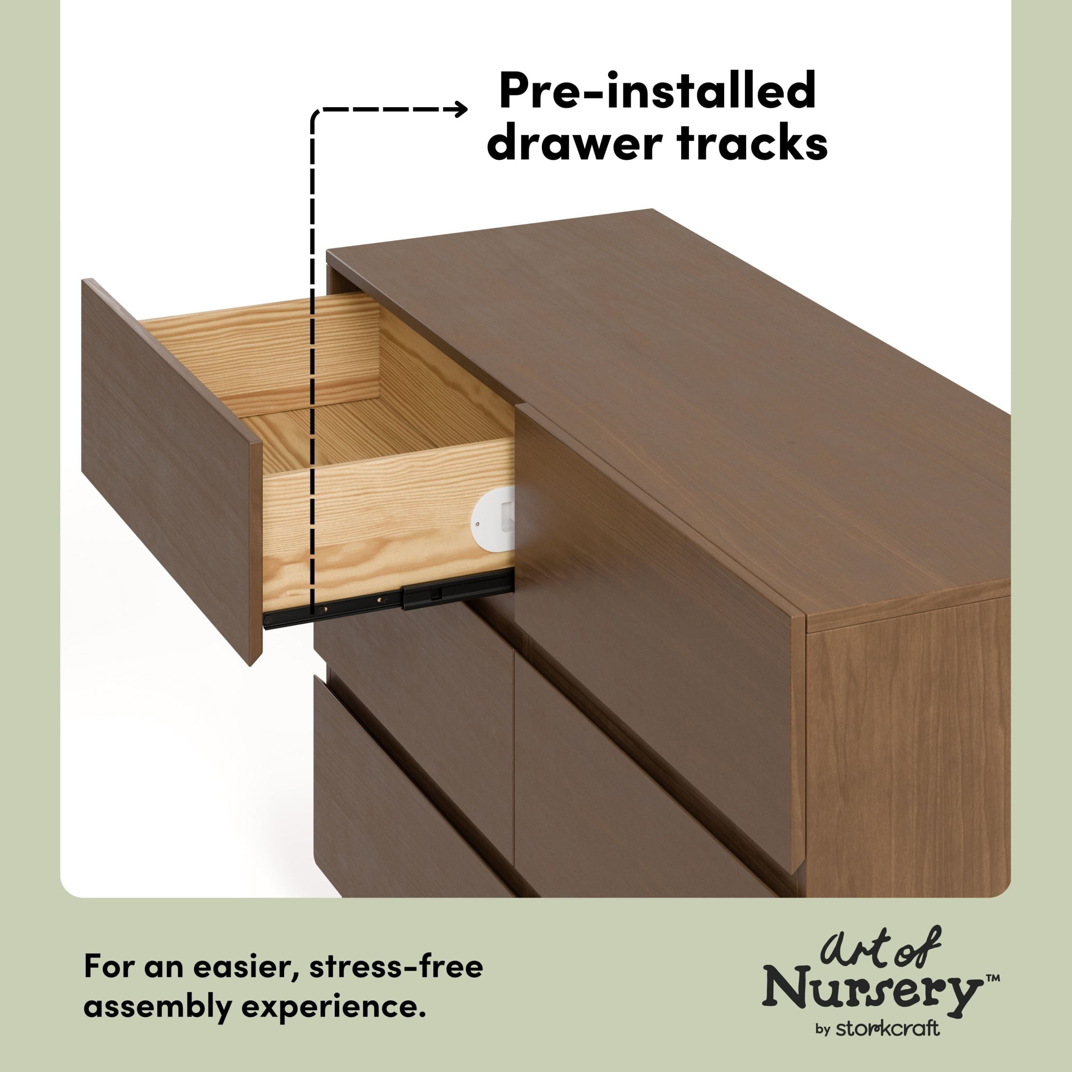 Art of Nursery by Storkcraft Sorrento 6 Drawer Dresser - Hazelnut