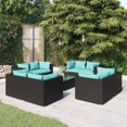 thumbnail image 1 of vidaXL 9 Piece Garden Lounge Set with Cushions Poly Rattan Black, 1 of 4