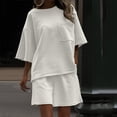 thumbnail image 2 of Bixock Women's 2 Piece Thin Casual Set,Short Sleeve Loungewear Outfit,Solid Crew Neck Loose Elastic Waist Sports Set, 2 of 5