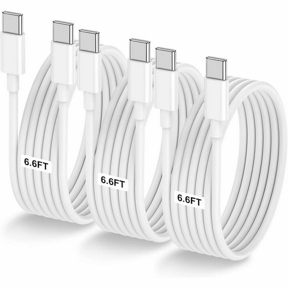 WIOMEASK USB C to USB C Charging Cable 6ft 60W 3Pack, USB C Cable for Charging Apple, Type C to Type C Fast Charger Cord Compatible for iPhone 15/15 Pro/15 Pro Max/15 Plus,iPad Pro (White)