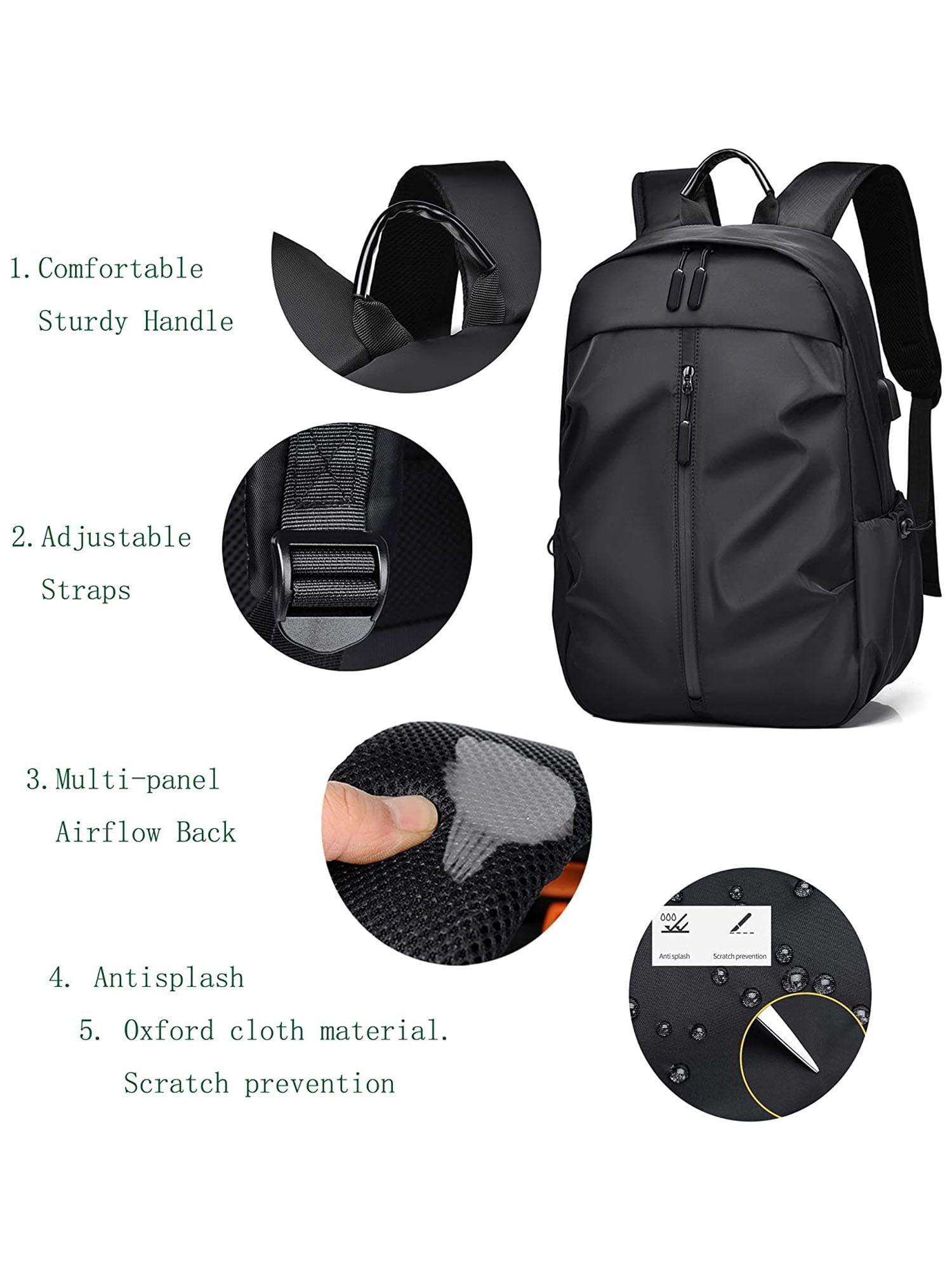 Deago Travel Laptop Backpack Business Anti-Theft Backpack with USB Port College Bag for Men Women 15.6 Inch Notebook-Blue