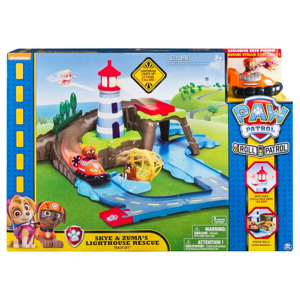 paw patrol skye and zuma lighthouse rescue track set