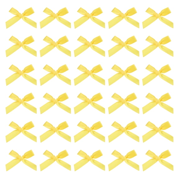 Uxcell 150 Pcs Mini Ribbon Bow 1.8 Inch Mini Fabric Satin Ribbon Flower Bows for Craft DIY Sewing Wedding Birthday Party Bright Yellow