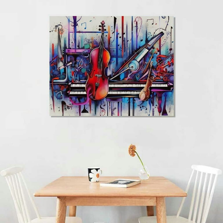 ONETECH Large Wall Art Guitar Saxophone Abstract Canvas