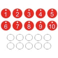 thumbnail image 1 of 10PCS Number Tags 1-10, Number Key Tags Plastic Numbered Tags Key Tags Keychain with Key Rings for Organizer Field Sales Hangers Clothes Labels ID Tag, Red, 1 of 6