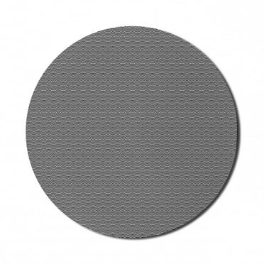 Geometric Mouse Pad for Computers, Repeating Monochrome Arched Scales Geometrical Shapes Illustration, Round Non-Slip Thick Rubber Modern Mousepad, 8" Round, Charcoal Grey and White, by Ambesonne