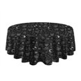 thumbnail image 5 of Black White Halloween Skull Bat Moon Pattern Round Tablecloth 60"x60",Wrinkle Wipeable Table Cloth for Kitchen Dining Room Picnic Patio Party, 5 of 6