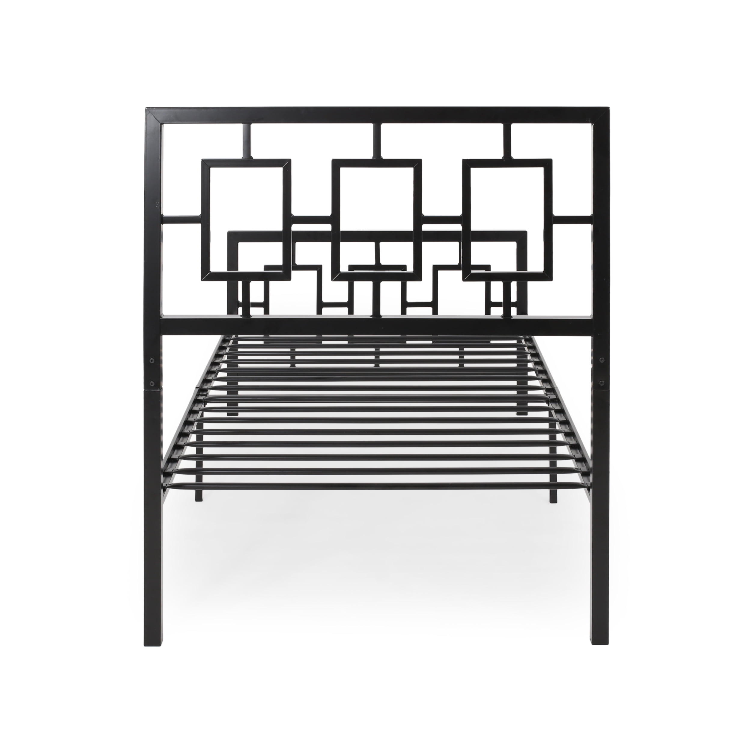 Noble House Krystin Modern Twin-Size Iron Bed Frame, Flat Black