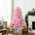thumbnail image 2 of HOMCOM 5' Artificial Christmas Tree with Auto Open, Wide Shape, Pink, 2 of 10