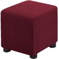 thumbnail image 1 of Housse d'Ottoman Carrée Pliable de Rangement, Housses d'Ottoman en Jacquard Extensible, Housses de Tabouret Repose-Pieds Cube, Protecteur avec Bande Élastique (Petit, Rouge Vin), 1 of 7