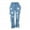 Blue, variant on Button Fly Jeans for Women Fringed Denim Trousers Light Washed Ripped Jeans Streetwear Pants Stretch Jeans Boot Cut
