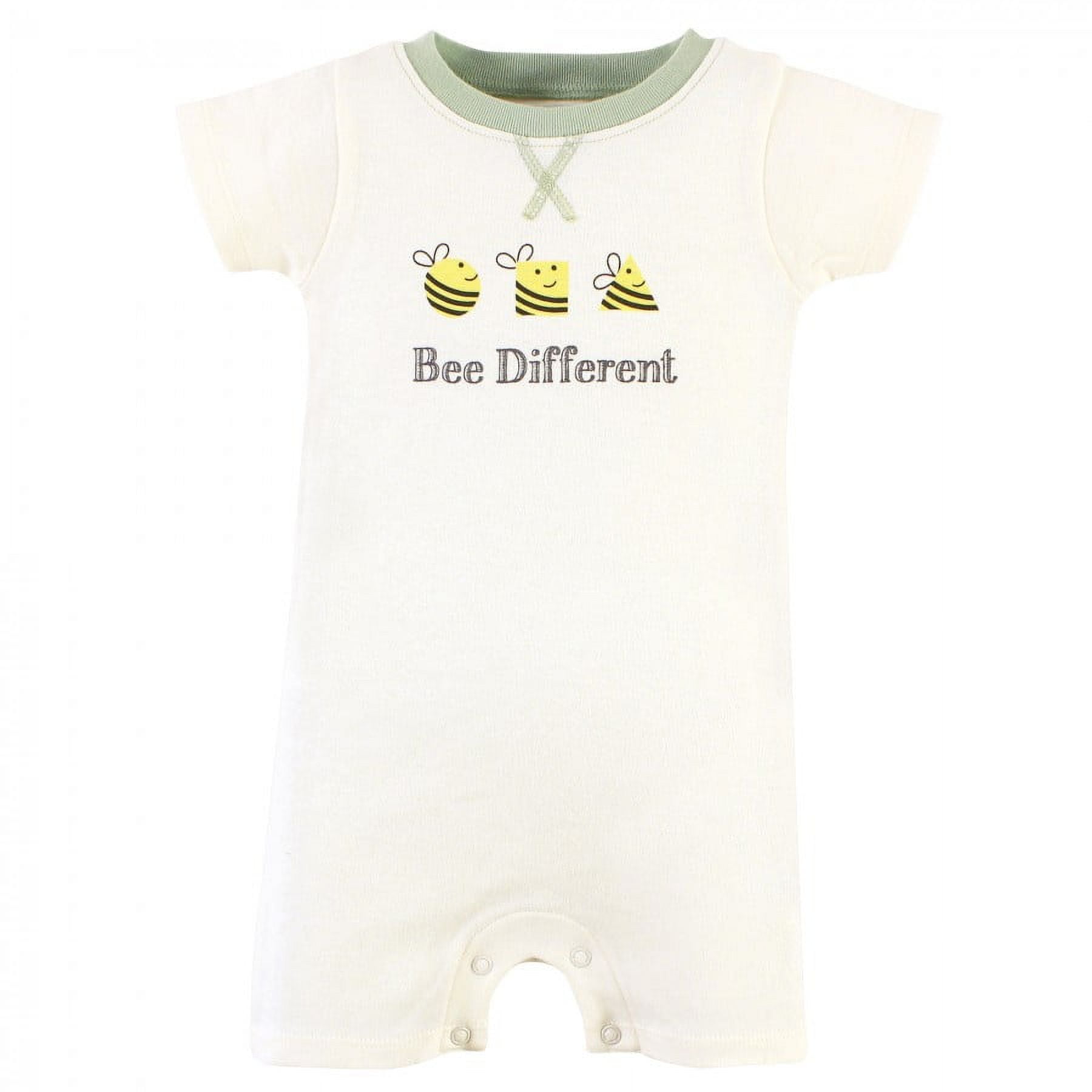 Touched by Nature Unisex Baby Organic Cotton Rompers, Bee Different, 6-9 Months