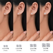 JeenMata 4 Prong 2 Carat Round Shaped Moissanite Solitaire Stud Earrings in 18k White Gold Plating for Women