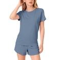 thumbnail image 4 of Ruyang Girls 2 Piece Sets Solid Round Neck Short Sleeve Tops and Wide Leg Shorts Outfits Summer Outdoor Active Wear, 4 of 9