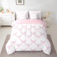 thumbnail image 2 of Manfei Cartoon Bow Ribbon 7-Piece Bedding Comforter Set,Lovely Bow Tie King Bedding Sets,White Lightpink Bed Sheets For Girl Teens,Breathable Home Decor Reversible, 2 of 8