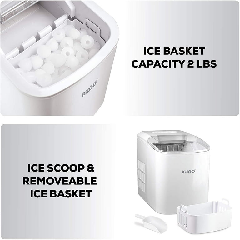 Igloo ICEB26RR Automatic Portable Electric Countertop Ice Maker Machine, 26  Pounds in 24 Hours, 9 Ice Cubes Ready in 7 minutes