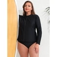 thumbnail image 7 of Charmo Womens Plus Size Long Sleeve Rash Guard Top Zipper Sufing Swim Shirts UPF 50+ Swimsuit Tops, 7 of 7
