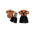 thumbnail image 2 of Lairauiy Infant Baby Boy Halloween Outfit 3 6 12 18 Months Short Sleeve Romper with Suspenders Shorts Clothes Set, 2 of 9