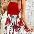 thumbnail image 4 of IROINNID Square Neck Dress For Women Sleeveless Fashion Casual Floral Pleated Sling Irregular Dress Full-Length Prints A-Line Dress, 4 of 9