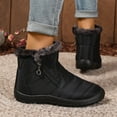 thumbnail image 3 of Winter Boots for Women Waterproof Stitching Furry Lined High Top Ankle Booties Outdoor Non Slip Platform Snow Boots, 3 of 7