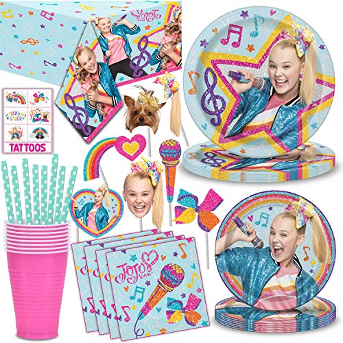 Jojo Siwa Party Supplies 16 Servings Large Paper Plates, Dessert