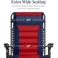 thumbnail image 3 of Oversized Padded Zero Gravity Chair, Folding Outdoor Patio Recliner, XL Anti Gravity Lounger for Backyard w/Headrest, Cup Holder, Side Tray, Polyester Mesh - Navy/Red, 3 of 14