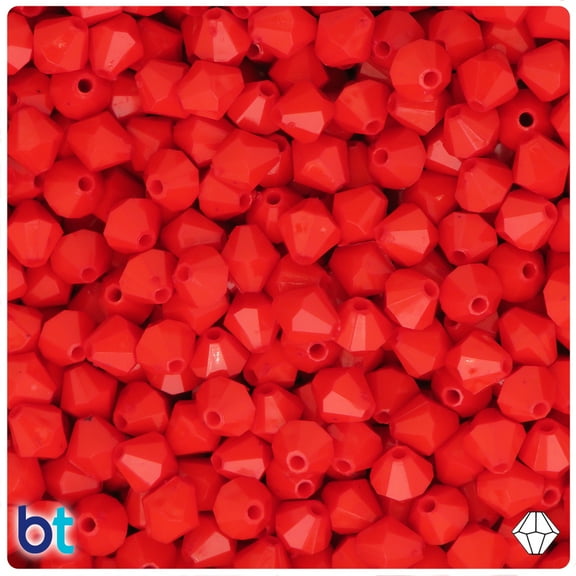 BeadTin Red Opaque 8mm Faceted Bicone Acrylic Beads (300pcs)