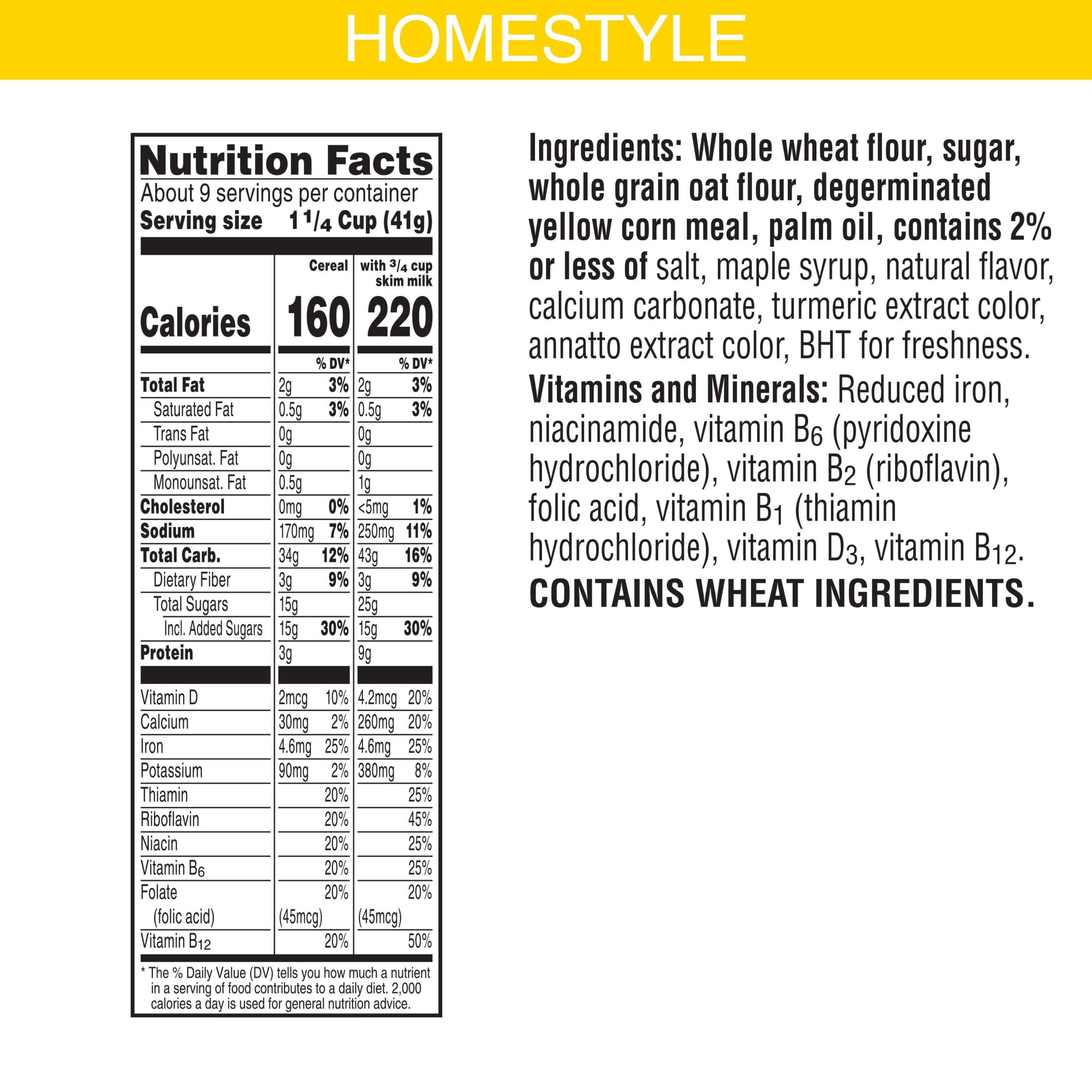 Eggo Maple Flavored Homestyle Waffle Cold Breakfast Cereal, 14.1 oz