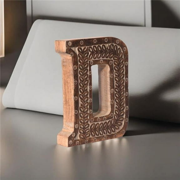 BBH Homes UBBBMH6236SC2DHS Handmade Eco-Friendly Wall Mount & Table Top Decor Gray Antique D Wood Alphabet Letter Block