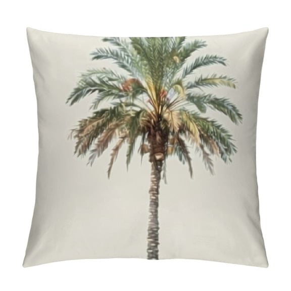 Green Brown Palm Tree Lumbar Pillow Covers Tropical Coconut Trees Coastal Plants Decorative Pillow Cases Summer Retro Throw Pillows Home Decor for Sofa Couch Cushion Outdoor
