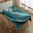 thumbnail image 2 of Blue and Gold Marble Shimmer Waves Pattern Rectangle Tablecloth 60"x84",Waterproof Polyester Rectangle Table Cloth, Wipeable Spillproof Polyester Tablecloth for Dining, Camping, Indoor and Outdoor, 2 of 5