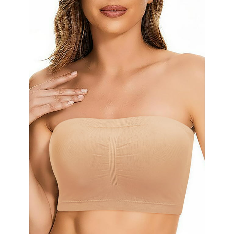 YouLoveIt Set of 3 Women's Seamless Bandeau Crop Tube Top Bra Strapless  Padded Bralette Wireless Bra Strapless Bandeau Bralette Tube Top Soft  Seamless