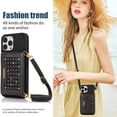 thumbnail image 5 of ELEHOLD Stylish Wallet Case for iPhone 13 Pro Max 6.7 inch,Flip Card Slots Diamond Bling Sparkle Design RFID Blocking Detachable Shoulder Strap for Girls Women Purse Case,Black, 5 of 7