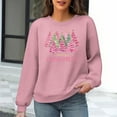 thumbnail image 2 of Womens Christmas Sweatshirts Loose Waffle Crewneck Long Sleeve Shirts Christmas Tree Printed Sweaters Casual Fashion Xmas Holiday Party Pullover Tops, 2 of 6