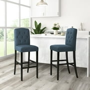 Houseinbox Upholstered Bar Stools Set of 2 Tufted Counter Height Bar Stools with Hight Back