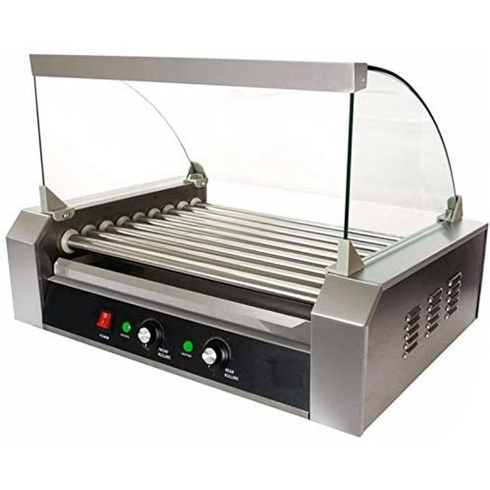 Techtongda 110V Electric Hot Dog Cooker 9 Roller Grill Machine Hot Dog
