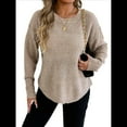 thumbnail image 1 of Suéter de Cuello Redondo para Mujer, Informal, Holgado, Cálido, Suave, Liso, de Larga, para Otoño e Invierno, Jersey de Punto. Albaricoque XL, 1 of 10