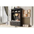 thumbnail image 3 of UBesGoo 71" Entryway Hall Tree with Storage Bench and Coat Rack, 3 Hooks, 2 Drawers & 2 Cabinets for Hallway Living Room Bedroom Home, Black, 3 of 13