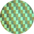 thumbnail image 1 of Ahgly Company Machine Washable Indoor Round Abstract Turquoise Blue Contemporary Area Rugs, 8' Round, 1 of 4