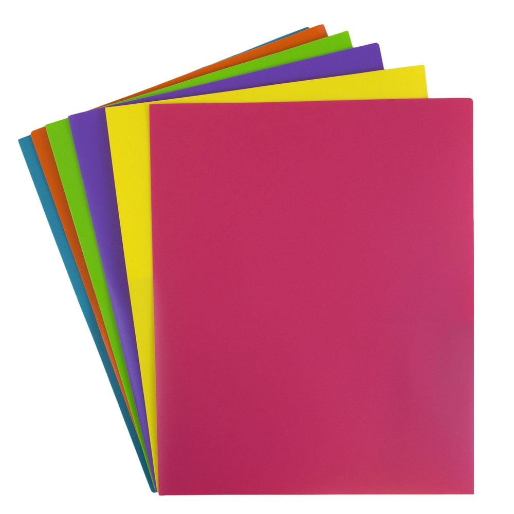 JAM Paper Plastic Two Pocket POP Folders, 12 Pack, Assorted Fashion