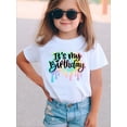 thumbnail image 1 of Girls Cute Round Neck"Its My Birthday" Graphic Short Sleeve T-shirt Casual Tees Top Summer Kids Clothes, 1 of 6