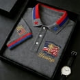 thumbnail image 2 of CONZONE 250Th Anniversary Usa Mens Polo Shirt Short Sleeve Independence Day Polo Shirt for Men Patriotic Usa Flag Embroidery Breathable Loose Fit Cozy 4Th Of July Golf Shirts, 2 of 3