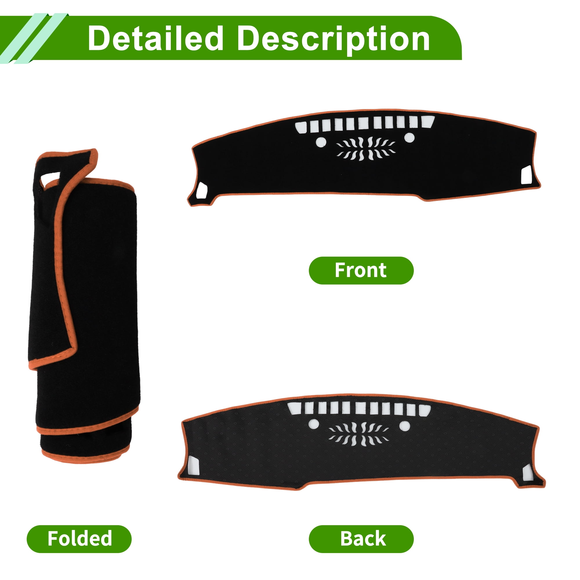 Unique Bargains Dashboard Cover for Kia Seltos 2024-2025 without Hud Dash Cover Mat Carpet Center Console Dash Cover Mat Polyester Black Orange 1 Pcs
