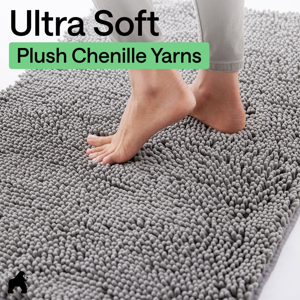 GORILLA GRIP Ultra Absorbent Grippy Doormat for Muddy Dog Paws, 36x24 Machine Washable Soakstopper Rugs Cleaner Floors, Bed Mat for Dirty Dogs, Indoor Entrance Door Rug Pet Bed Mats Grey