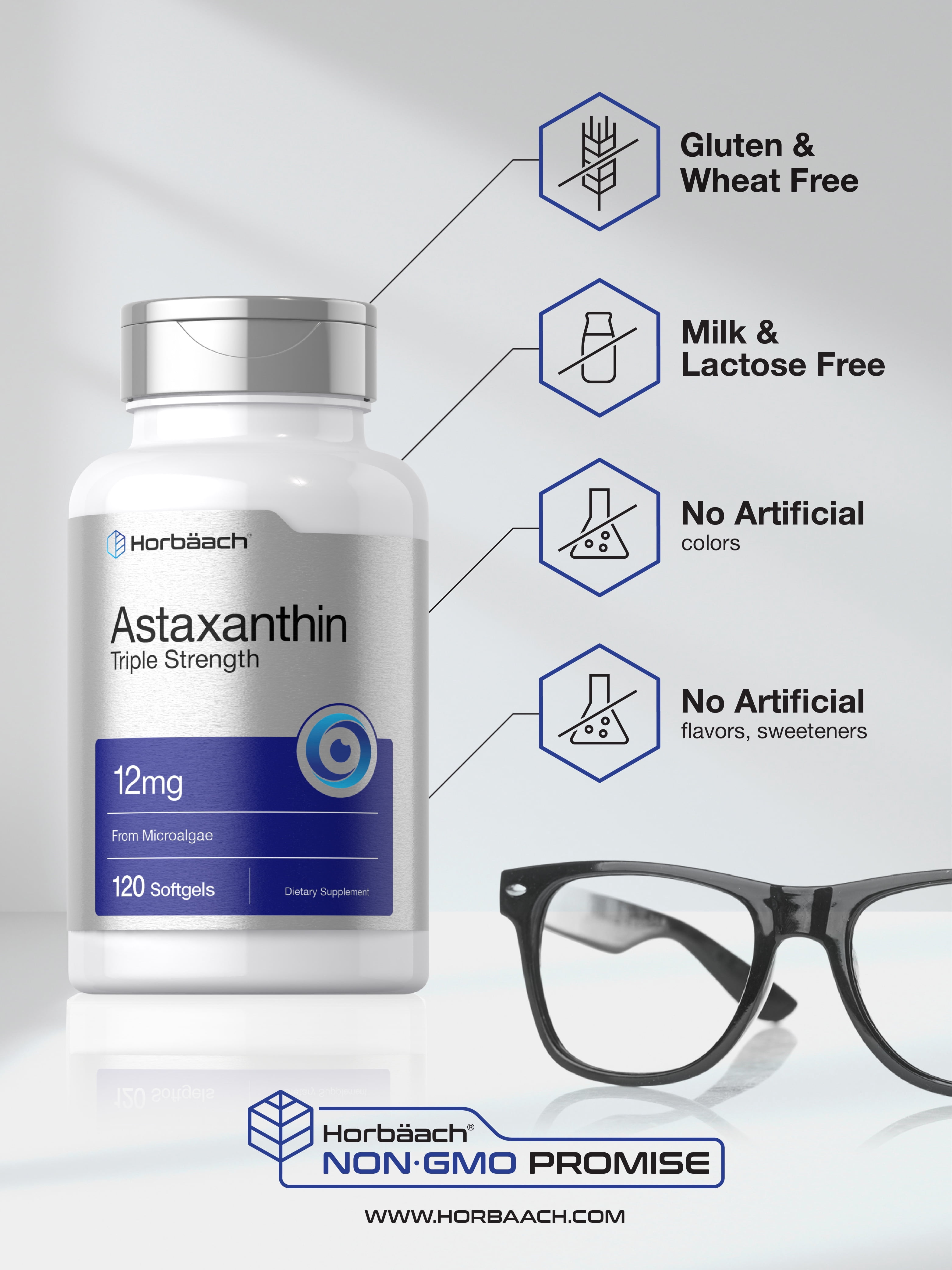 Triple Strength Astaxanthin 12mg Softgels | 120 Count | by Horbaach